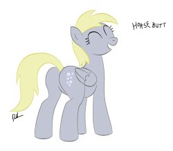 Size: 1816x1585 | Tagged: safe, artist:shadawg, character:derpy hooves, species:pegasus, species:pony, bubble butt, cutie mark, female, iron plot, mane, mare, plot, simple background, smiling, tail, transparent background