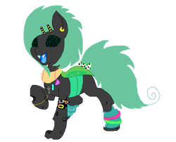 Size: 521x420 | Tagged: safe, artist:princessamity, oc, oc only, species:changeling, 80s, accessories, bow, bracelet, braces, changeling oc, dancing, earring, green changeling, hairclip, key, leg warmers, necklace, pixel art, simple background, smiling, solo, transparent background, vector