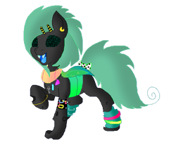 Size: 521x420 | Tagged: safe, artist:princessamity, oc, oc only, species:changeling, 80s, accessories, bow, bracelet, braces, changeling oc, dancing, earring, green changeling, green eyes, hairclip, key, leg warmers, necklace, simple background, smiling, solo, transparent background, vector