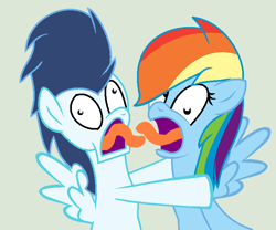 Size: 774x644 | Tagged: safe, artist:littlecloudie, character:rainbow dash, character:soarin', ship:soarindash, female, male, shipping, sloppy kissing, straight, wat