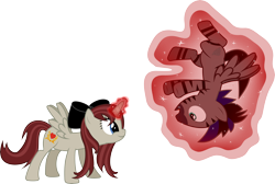 Size: 7500x5049 | Tagged: safe, artist:fehlung, oc, oc only, oc:akira, oc:stormy, species:alicorn, species:pegasus, species:pony, species:zebra, absurd resolution, bow, female, hair bow, magic, mare, simple background, transparent background, zebrasus