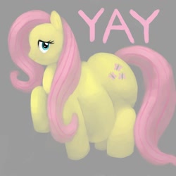 Size: 1200x1200 | Tagged: safe, artist:arkveveen, character:fluttershy, fat, fattershy, female, solo, yay