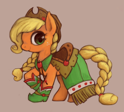 Size: 700x631 | Tagged: safe, artist:kei05, character:applejack, species:earth pony, species:pony, clothing, dress, female, gala dress, mare, simple background, solo