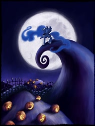 Size: 800x1060 | Tagged: safe, artist:kaizerin, character:princess luna, species:alicorn, species:pony, crossover, female, parody, pumpkin, solo, the nightmare before christmas, tim burton