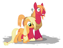 Size: 1020x784 | Tagged: safe, artist:anarchemitis, artist:wolfiejay, character:applejack, character:big mcintosh, species:earth pony, species:pony, male, simple background, stallion, transparent background, vector, wet, wet mane