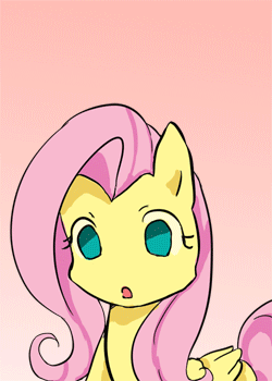 Size: 250x350 | Tagged: safe, artist:d-tomoyo, character:fluttershy, :o, animated, backing away, blinking, blushing, cute, ear twitch, embarrassed, female, floppy ears, gif, looking at you, shy, shyabetes, smiling, solo
