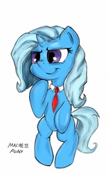 Size: 800x1280 | Tagged: safe, artist:macheteponies, character:trixie, species:pony, bipedal, female, necktie, smiling, solo