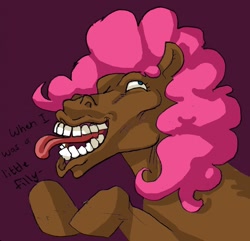 Size: 836x805 | Tagged: safe, artist:dontfapgirl, edit, character:pinkie pie, ambiguous gender, blackface, creepy, hoers, solo