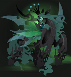 Size: 2856x3134 | Tagged: safe, artist:taiga-blackfield, character:queen chrysalis, species:changeling, changeling queen, fangs, female, solo, tongue out