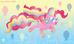 Size: 1280x768 | Tagged: safe, artist:caramelcookie, character:pinkie pie, female, rainbow power, solo