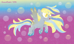 Size: 1280x768 | Tagged: safe, artist:caramelcookie, character:derpy hooves, species:pegasus, species:pony, female, mare, rainbow power, solo