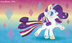 Size: 1280x768 | Tagged: safe, artist:caramelcookie, character:rarity, female, rainbow power, solo