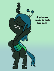 Size: 616x816 | Tagged: safe, artist:syggie, character:queen chrysalis, ask the changeling princess, cute, cutealis, dialogue, female, filly, filly queen chrysalis, foal, nymph, pose, princess chrysalis, tumblr, younger