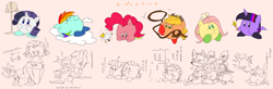 Size: 1024x337 | Tagged: safe, artist:chi-hayu, character:applejack, character:fluttershy, character:maud pie, character:pinkie pie, character:rainbow dash, character:rarity, character:twilight sparkle, character:twilight sparkle (alicorn), species:alicorn, species:pony, charizard, crossover, donkey kong, donkey kong country, falco lombardi, female, fox mccloud, kirby, kirby (character), kirby applejack, kirby dash, kirby fluttershy, kirby pie, kirby rarity, kirby twilight, kirbyfied, mane six, mare, my little kirby, species swap, star fox, super mario bros., super smash bros., yoshi