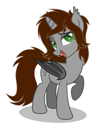 Size: 1280x1649 | Tagged: safe, artist:internetianer, oc, oc only, oc:cubic, species:bat pony, species:pony, bedroom eyes, fangs, raised hoof, solo