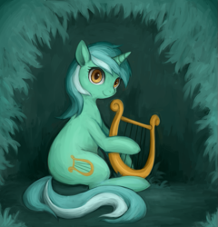 Size: 569x592 | Tagged: safe, artist:kei05, character:lyra heartstrings, species:pony, species:unicorn, female, lyre, mare, pixiv, solo