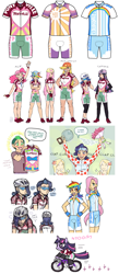 Size: 1057x2434 | Tagged: safe, artist:emlan, character:applejack, character:fluttershy, character:pinkie pie, character:rainbow dash, character:rarity, character:spike, character:twilight sparkle, species:human, anime crossover, bicycle, clothing, humanized, onomatopoeia, sketch dump, uniform, yowamushi pedal