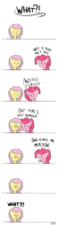 Size: 1000x3840 | Tagged: safe, artist:chibi95, character:fluttershy, character:pinkie pie, call me maybe, chibi, comic, dialogue, simple background, transparent background
