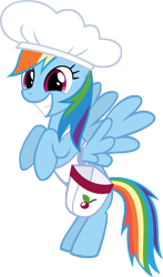 Size: 4707x8000 | Tagged: safe, artist:crusierpl, character:rainbow dash, absurd resolution, chef, cute, dashabetes, flying, grin, happy, simple background, smiling, squee, transparent background, vector