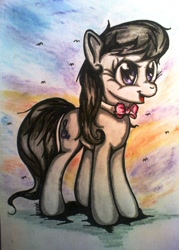 Size: 900x1258 | Tagged: dead source, safe, artist:tomek2289, character:octavia melody, species:earth pony, species:pony, cute, female, open mouth, solo, traditional art