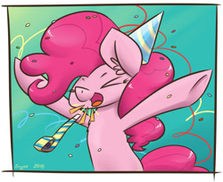 Size: 1300x1063 | Tagged: safe, artist:erysz, character:pinkie pie, clothing, female, hat, party hat, solo