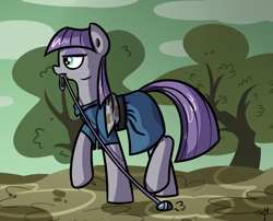 Size: 918x743 | Tagged: safe, artist:milchik, character:boulder, character:maud pie, female, leash, solo