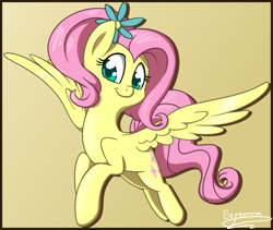 Size: 1024x866 | Tagged: safe, artist:espeonna, character:fluttershy, species:pegasus, species:pony, alternate hairstyle, cute, female, flower, flower in hair, mare, ponytail, shyabetes, solo