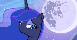 Size: 1127x583 | Tagged: safe, artist:minty root, character:princess luna, dinky's destiny, female, i can't believe it's not hasbro studios, mare in the moon, moon, sad, solo