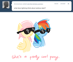 Size: 688x579 | Tagged: safe, artist:ask-the-fantasy-ponies, character:rainbow dash, ask, crossover, final fantasy, final fantasy xiii, lightning farron, ponified, sunglasses, tumblr