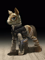 Size: 1911x2557 | Tagged: safe, artist:vombavr, oc, species:pony, species:unicorn, fallout equestria, bandage, fallout, fallout: new vegas, joshua graham, ponified