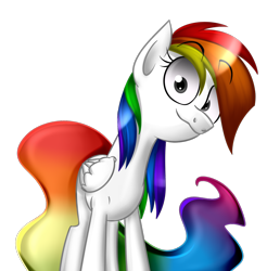 Size: 1280x1300 | Tagged: safe, artist:askometa, oc, oc only, oc:power rainbow, looking at you, not rainbow dash, rainbow hair, simple background, solo, transparent background