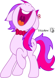 Size: 4000x5647 | Tagged: safe, artist:darknisfan1995, oc, oc only, oc:silent song, bow tie, cute, floppy ears, happy, nose in the air, open mouth, raised hoof, simple background, smiling, solo, transparent background, uvula, vector