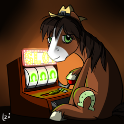 Size: 1024x1024 | Tagged: safe, artist:elzielai, character:trouble shoes, episode:appleoosa's most wanted, g4, my little pony: friendship is magic, jackpot, just my luck, male, slot machine, solo