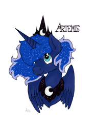 Size: 5000x6666 | Tagged: safe, artist:wintaura, character:princess luna, absurd resolution, bust, prince artemis, rule 63, solo
