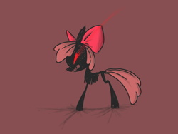 Size: 500x375 | Tagged: safe, artist:voids-edge, character:apple bloom, bad end, bone, female, glowing eyes, protected apple bloom, red background, red eyes, simple background, skeleton, skeleton pony, solo, story of the blanks, undead
