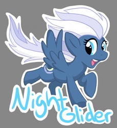 Size: 1175x1280 | Tagged: safe, artist:velocityraptor, character:night glider, species:pegasus, species:pony, cute, female, flying, glideabetes, looking at you, smiling, solo, windswept mane