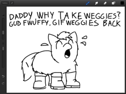 Size: 1024x768 | Tagged: safe, artist:kmeb, boots, crying, fluffy pony, fluffy pony original art, stupidity