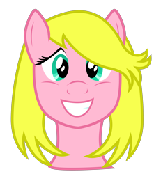 Size: 3936x4450 | Tagged: safe, artist:afterman, oc, oc only, oc:connie amore, /mlp/, bust, forced, gritted teeth, portrait, simple background, smiling, solo, teeth, transparent background