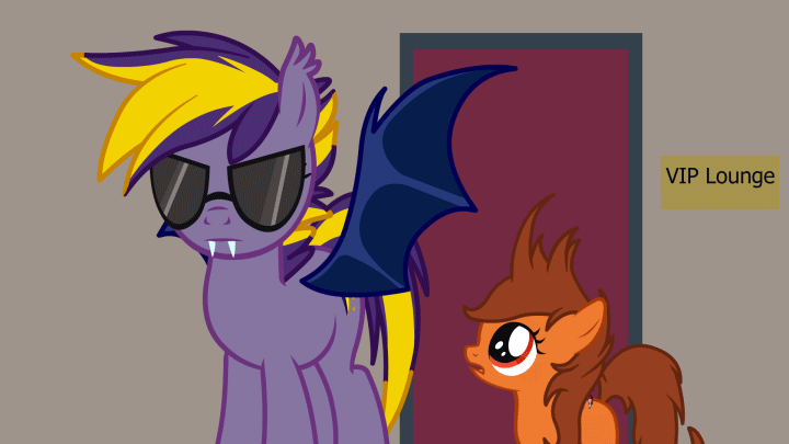 Size: 720x405 | Tagged: safe, artist:minty root, artist:pikapetey, artist:sk9, oc, oc only, oc:blazing star, oc:whiskey marmalade, species:bat pony, species:pony, animated, bronycon, bronycon 2015, bronycon mascots, cute, female, filly, funny, good morning baltimare, sticky note, video, vip