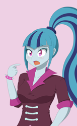 Size: 2322x3800 | Tagged: safe, artist:janji009, character:sonata dusk, my little pony:equestria girls, blushing, bracelet, confused, female, open mouth, solo