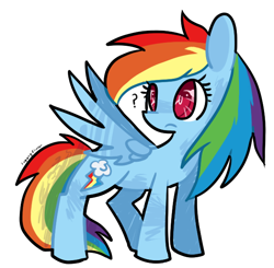 Size: 610x597 | Tagged: safe, artist:sunomii, character:rainbow dash, species:pegasus, species:pony, female, mare, question mark, simple background, solo, white background