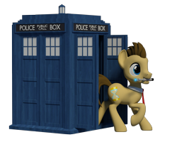 Size: 1280x1024 | Tagged: safe, artist:clawed-nyasu, character:doctor whooves, character:time turner, species:pony, 3d, doctor who, male, simple background, solo, sonic screwdriver, stallion, tardis, the doctor, transparent background