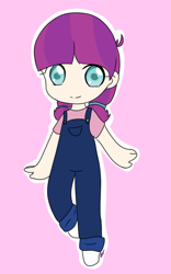 Size: 800x1280 | Tagged: safe, artist:cute_pinkie7, base used, character:lily longsocks, species:human, anime, child, humanized, pink background, simple background, solo