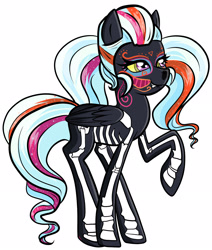 Size: 2235x2635 | Tagged: safe, artist:itsnotdaijoubu, character:sugarcoat, species:pegasus, species:pony, equestria girls:friendship games, g4, my little pony: equestria girls, my little pony:equestria girls, clothing, costume, dia de los muertos, equestria girls ponified, female, halloween, lip bite, ponified, skeleton costume, solo