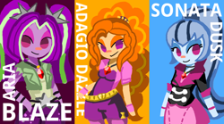 Size: 1440x800 | Tagged: safe, artist:miracle32, character:adagio dazzle, character:aria blaze, character:sonata dusk, my little pony:equestria girls, the dazzlings