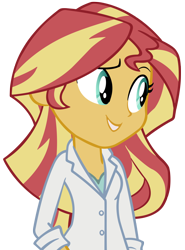 Size: 1000x1355 | Tagged: safe, artist:cool77778, character:sunset shimmer, episode:the science of magic, equestria girls:friendship games, g4, my little pony: equestria girls, my little pony:equestria girls, clothing, female, lab coat, simple background, solo, sunset the science gal, transparent background, vector