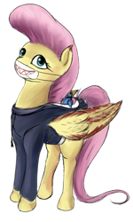 Size: 576x960 | Tagged: safe, artist:kwendynew, character:fluttershy, clothing, delinquent, female, hoodie, solo, surgical mask, yankii