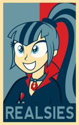 Size: 581x921 | Tagged: safe, artist:pacificgreen, character:sonata dusk, my little pony:equestria girls, female, for realzies, hope poster, poster, propaganda, shepard fairey, solo