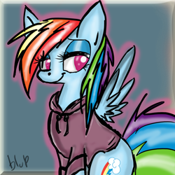 Size: 2000x2000 | Tagged: safe, artist:blup-chan, character:rainbow dash, clothing, female, high res, hoodie, solo