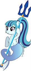 Size: 1690x3790 | Tagged: safe, artist:andrevus, character:sonata dusk, female, merpony, ponified, solo, trident, weapon